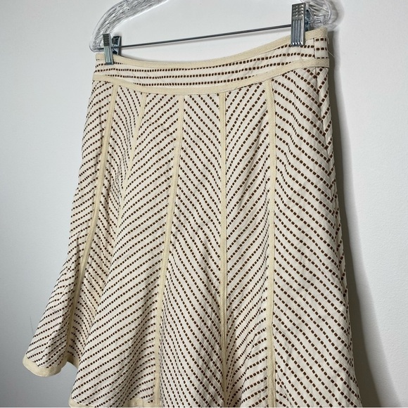 Nanette Lepore Cream and Brown Fluted Fit and Flare Skirt - Picture 6 of 10